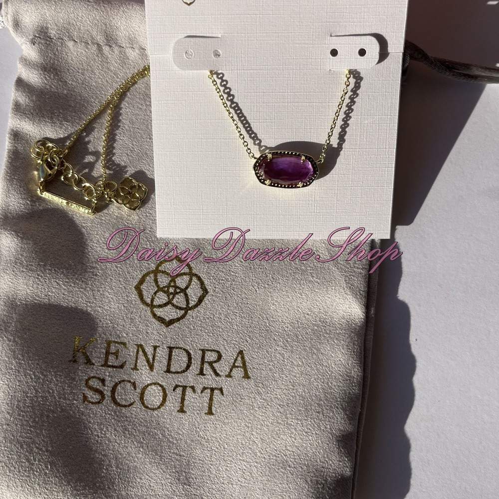 Kendra Scott Elisa Gold plated Purple Short Necklace Pendant new✨